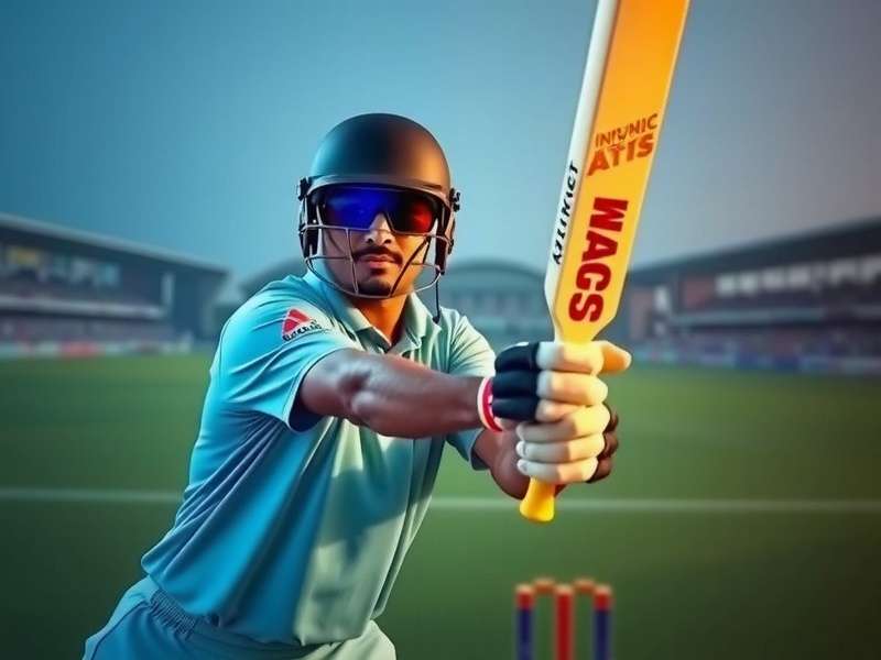 Indian player using VR headset to play batting in VR Cricket Champion, showing realistic bat swing