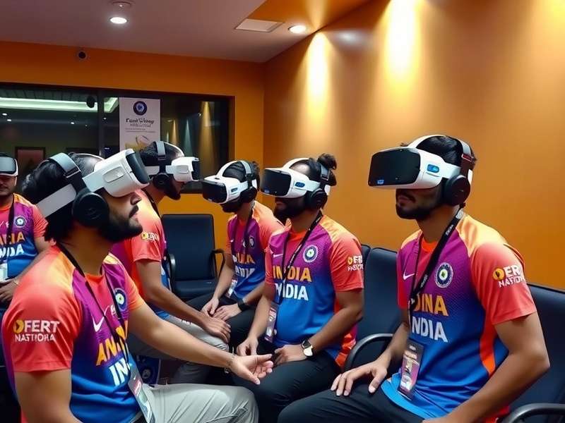 VR Cricket Champion community meetup in Mumbai with players wearing VR headsets and Indian team jerseys