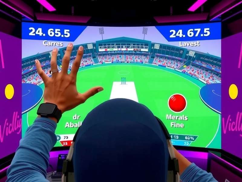 Indian player using hand gestures to set field in VR Cricket Champion, showing strategic gameplay